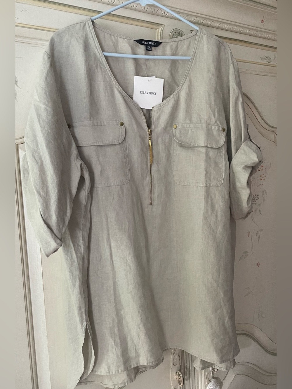 Ellen Tracy Linen Zip-Front Tunic